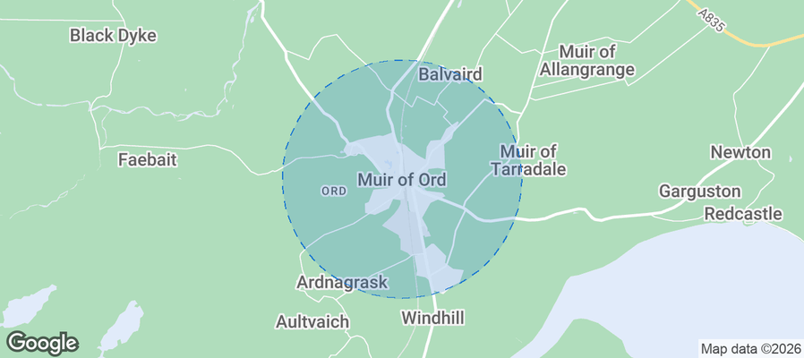 Muir of Ord Airbnb map